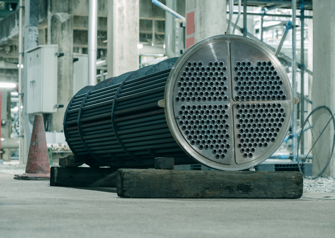 Tube bundle of a heat exchanger in the shop